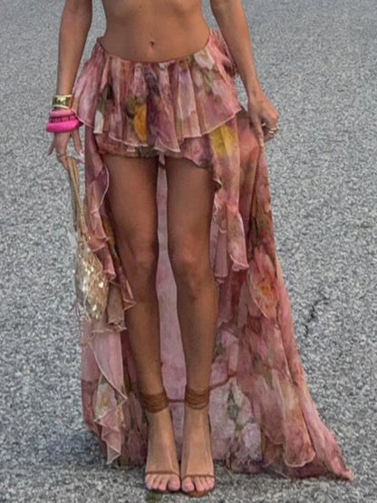Beach Boho Ruffled Skirt