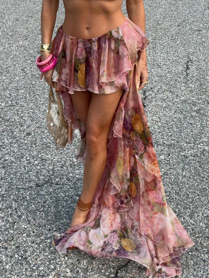 Beach Boho Ruffled Skirt